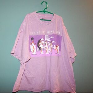 DISNEY women's x-large purple Living My Best Life cropped graphic t-shirt